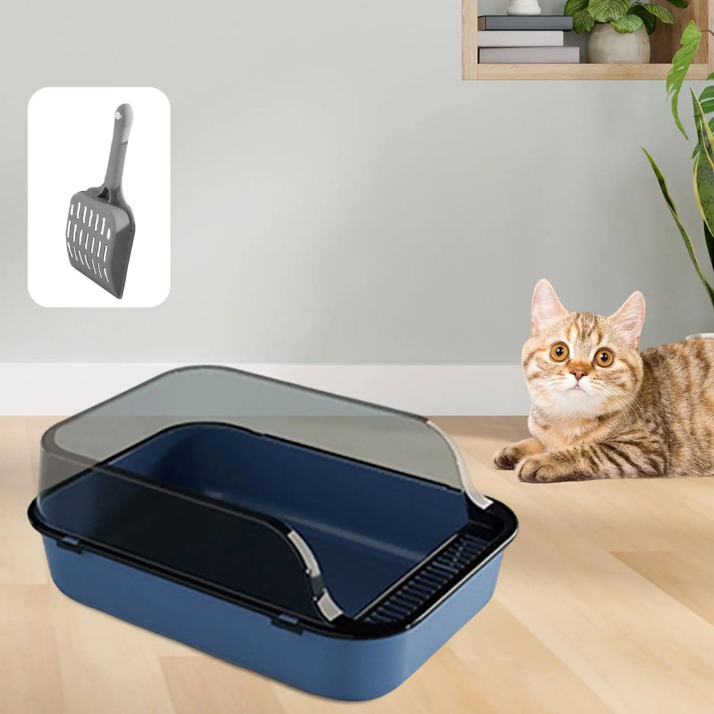 Open Top Cat Litter Box Durable Semi Closed Removable Pet Litter Tray Kitten Toilet Cat Sandbox for Small Medium Cats Small Pets