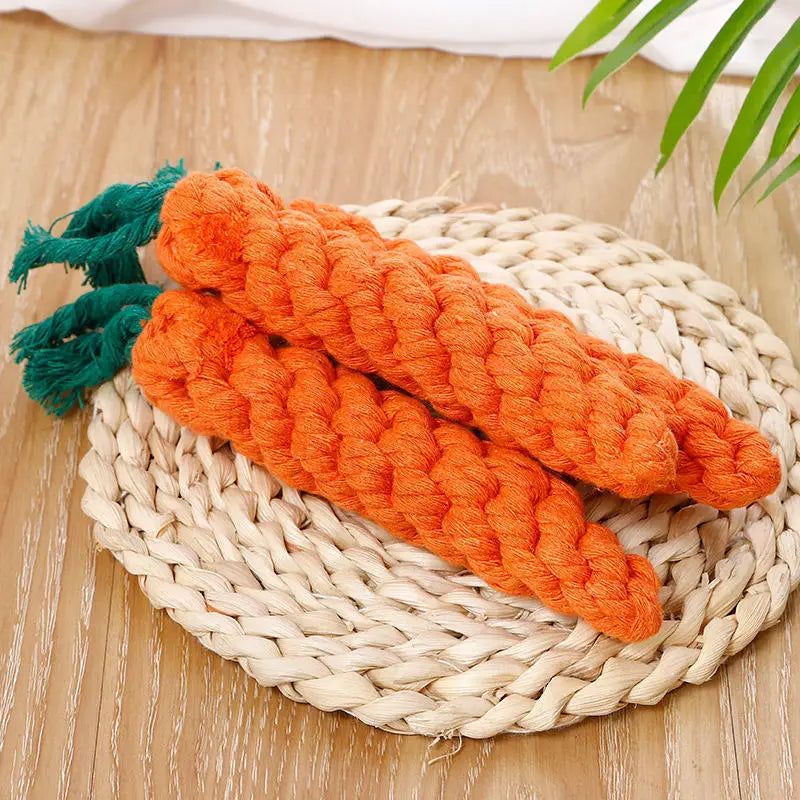 1 pieza de juguete anudado para mascotas para perros y gatos con forma de zanahoria, juguetes masticables para perros, juguetes de cuerda de algodón para perros de interior, juguetes para gatos, accesorios para perros