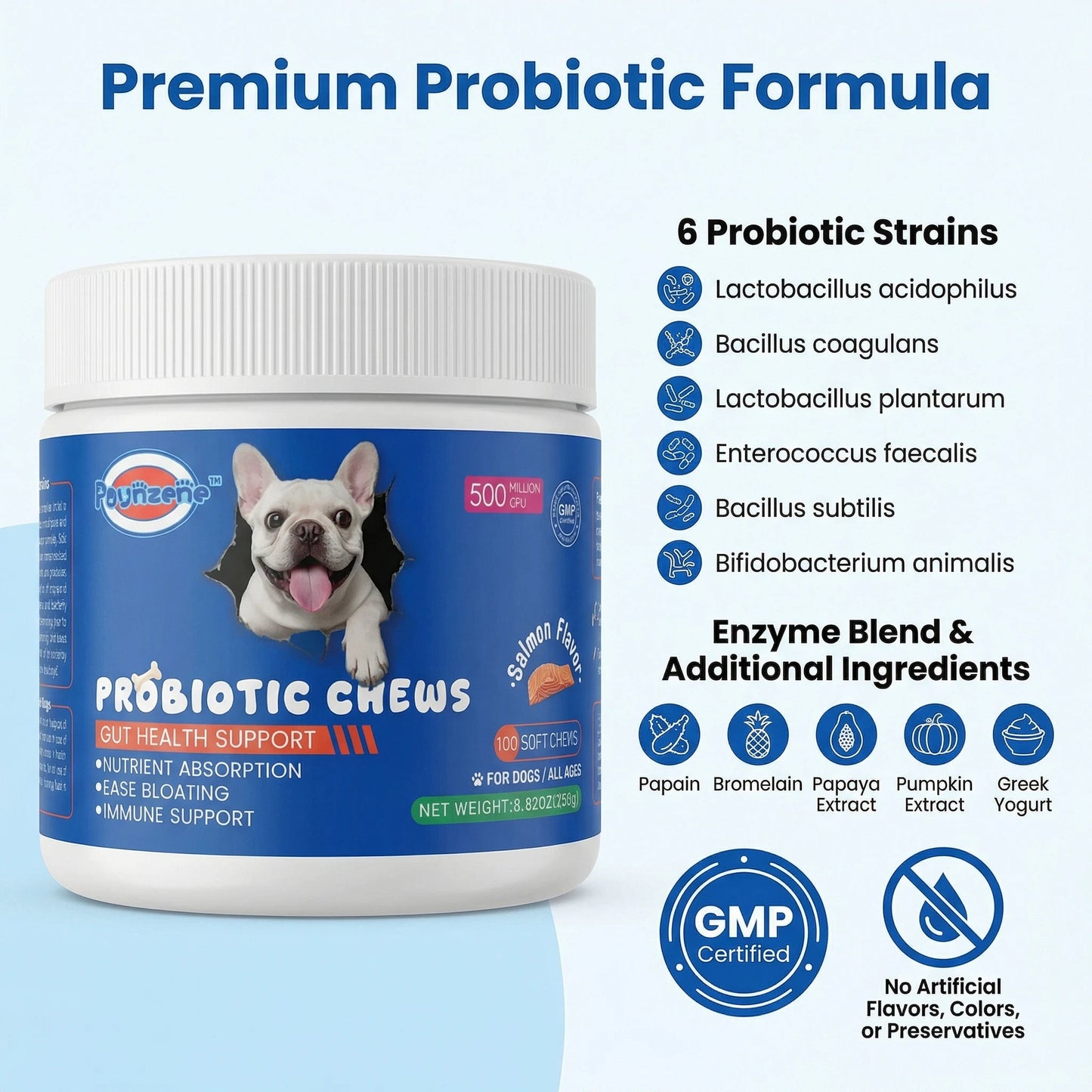 【100 Chews】Probiotics for Dogs- - Relieve stomach sensitivity and dog gut health probiotics - Digestive Remedies Happy Tails Pet Shop Store