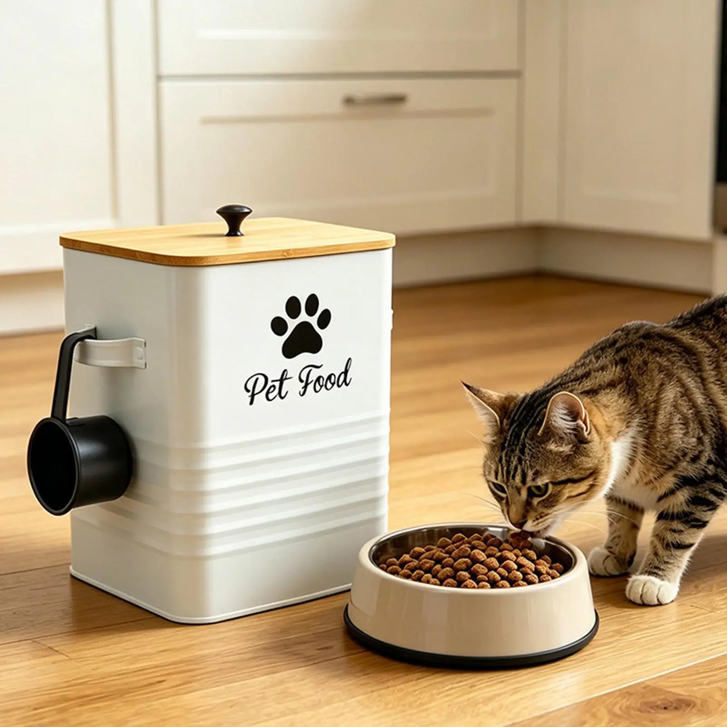 Contenedor hermético para alimentos para mascotas, a prueba de humedad, tarro para golosinas de perro, organizador de gran capacidad para alimentos de perros y gatos, área de alimentación