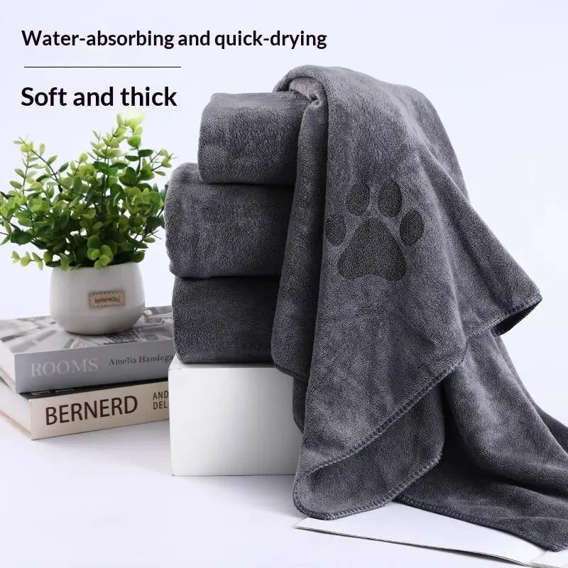 Microfiber Pet Bath Towel Embroidered Super Soft Absorbent Towel For Dogs Cat Grooming Supplies