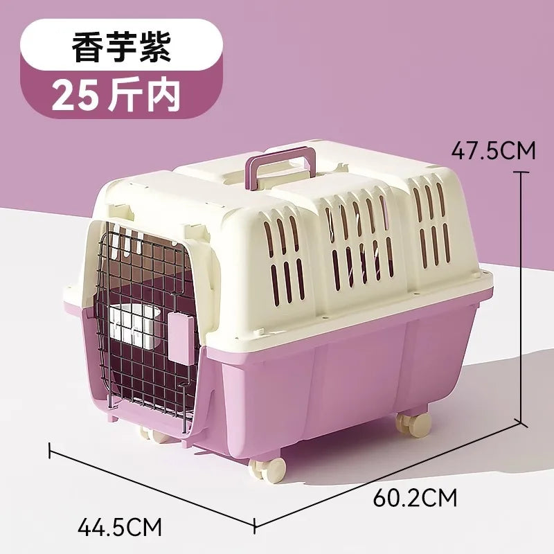 Cage de transport pour chien et chat homologuée pour le transport aérien, portable, pliable, respirante et sécurisée, compatible avec les petits, moyens et grands animaux de compagnie. 
