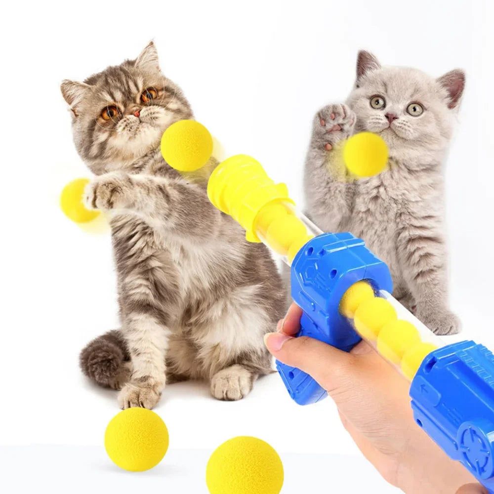 Interactive Cat Toy Ball Dog Aerodynamic Shooter Cats Game EVA Soft Ball Launcher Kitten Toys Launch Training Children Pet Gift