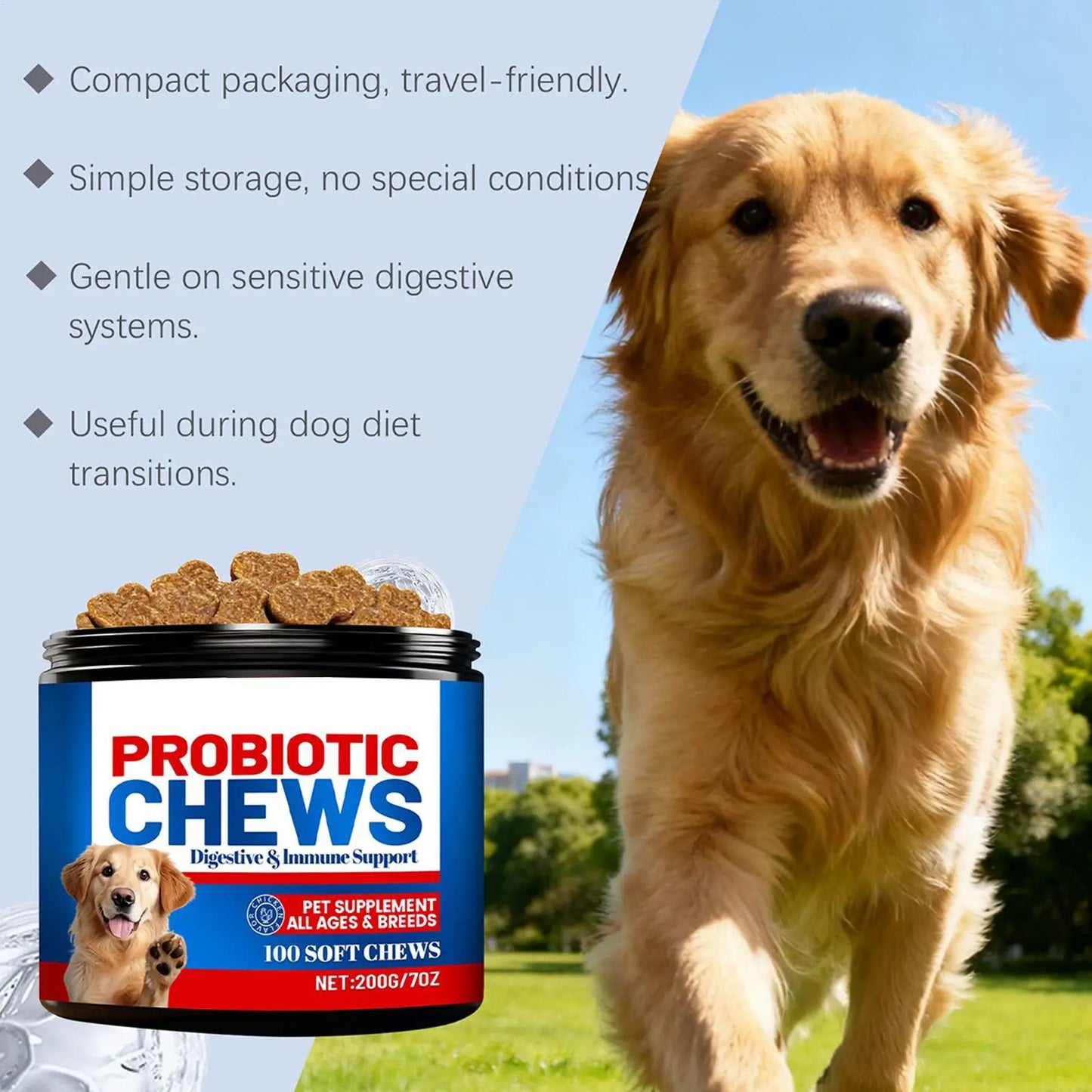Dog Gut Health Supplement 200g Healthy Treats Natural Skin Care Dogs Digestive Health Soft Chews For After Meal Seasonal Changes