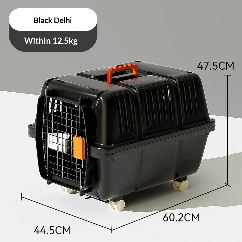 Cage de transport pour chien et chat homologuée pour le transport aérien, portable, pliable, respirante et sécurisée, compatible avec les petits, moyens et grands animaux de compagnie. 