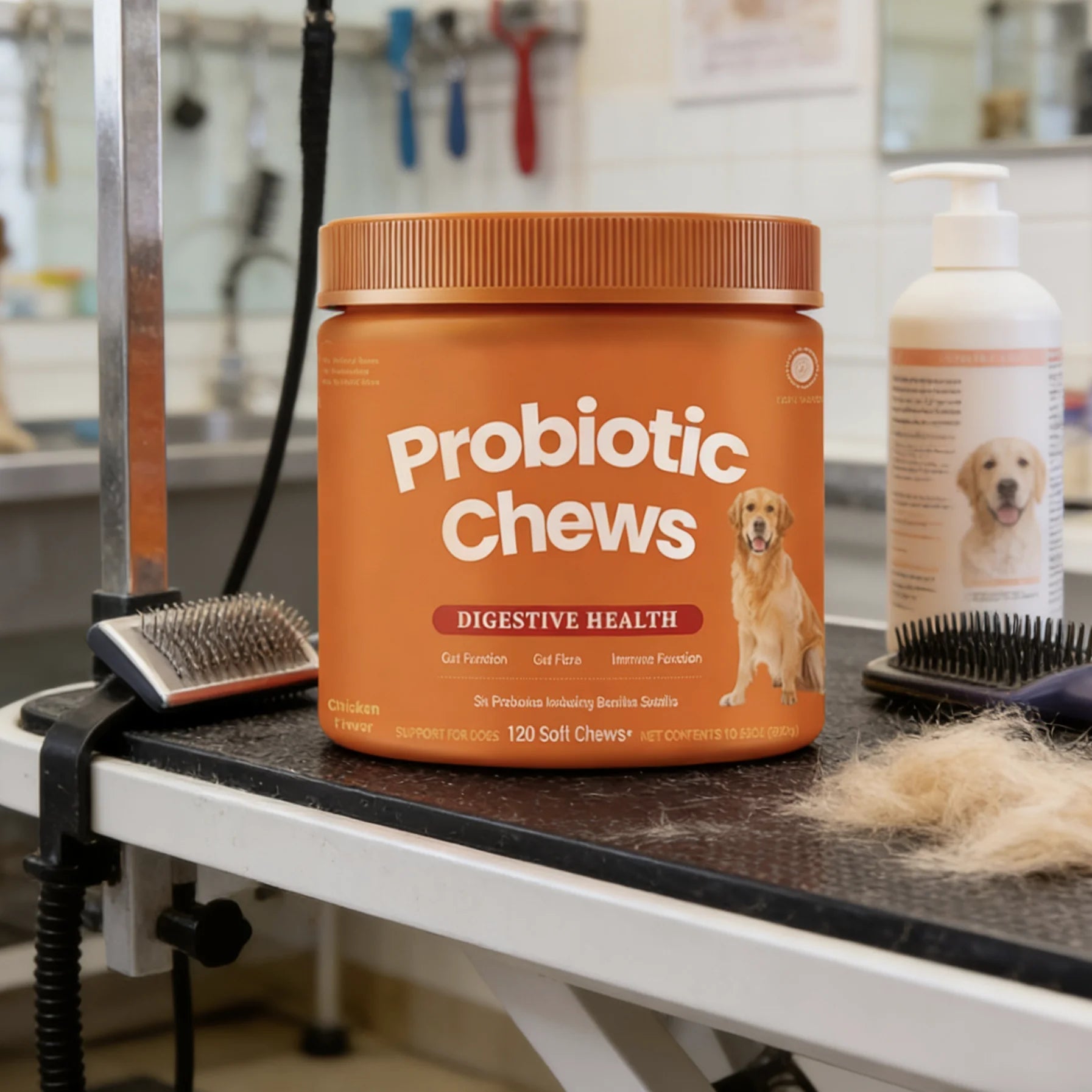 Dog Probiotic Chews  Digestive Health Support Chicken Flavor 120 Count Soft Chews Gut & Immune Support Supplement for Dogs Happy Tails Pet Shop Store