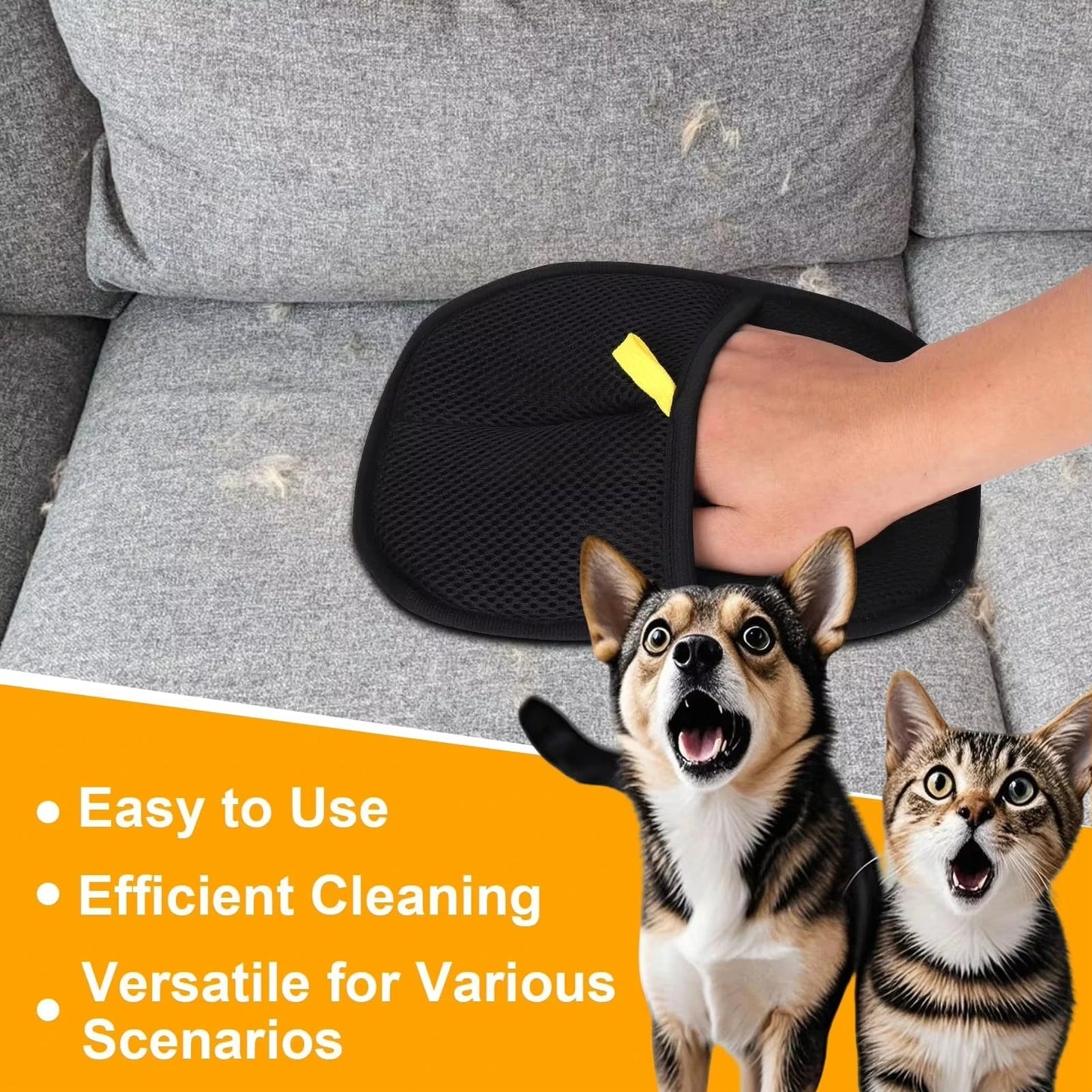 Pet Hair Removal Tool Reusable Static Removal Gloves, Double-Sided Grooming Gloves for Pets, Removes Pet Fur Hair for Carpets Happy Tails Pet Shop Store
