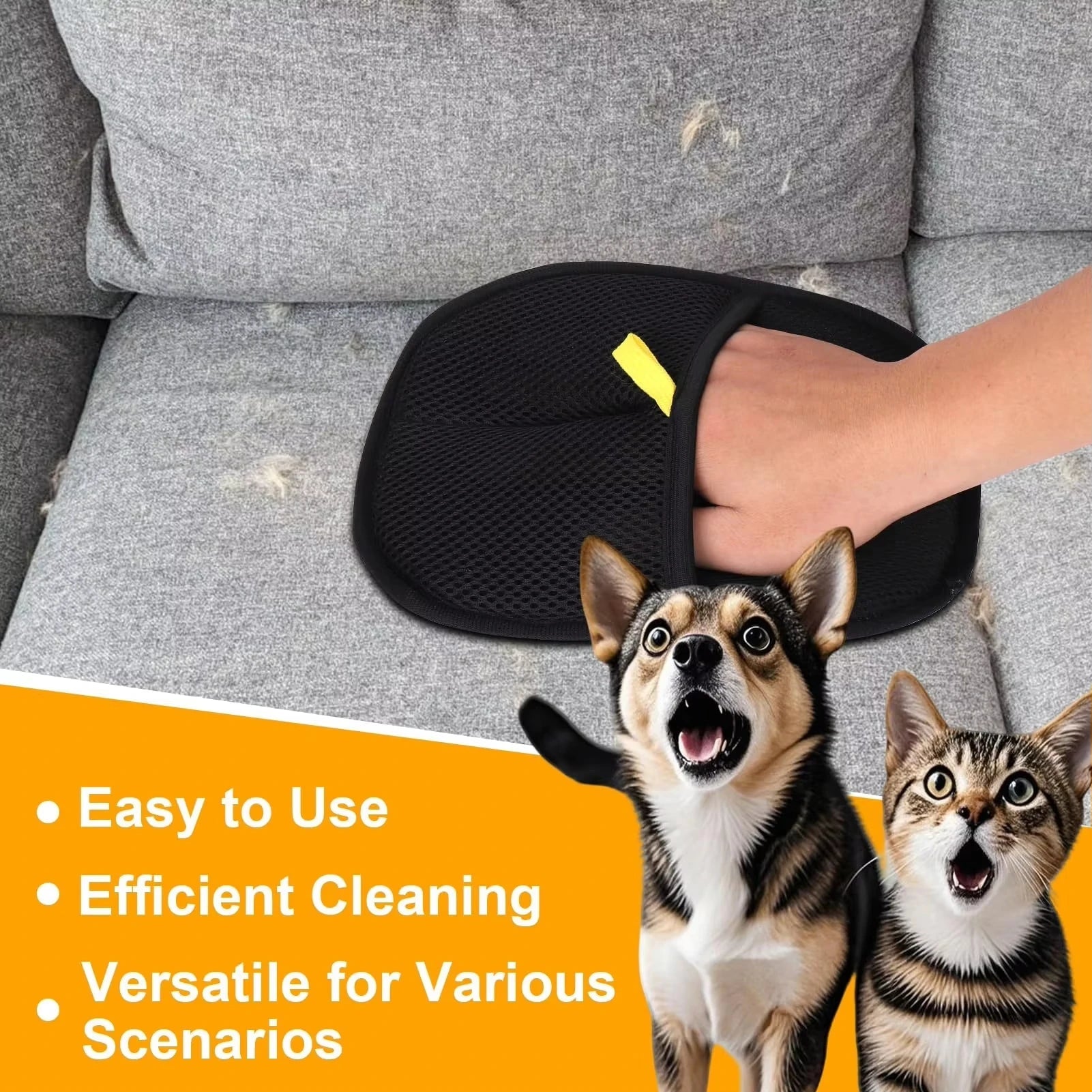 Pet Hair Removal Tool Reusable Static Removal Gloves, Double-Sided Grooming Gloves for Pets, Removes Pet Fur Hair for Carpets Happy Tails Pet Shop Store