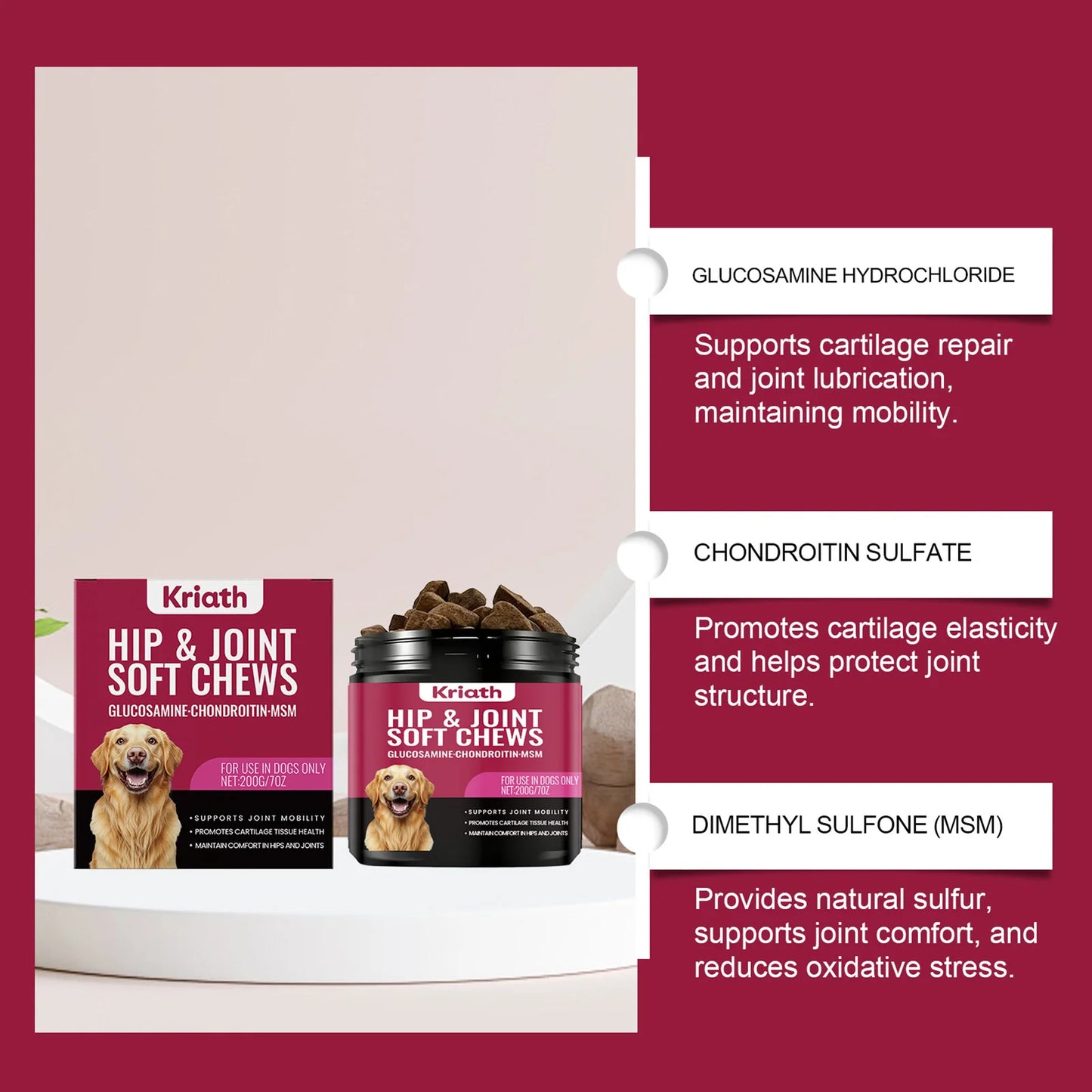 200g Joint Health Supplement For Dogs Relieves Joint Discomfort Stiffness Soft Chews Easy To Give Joint Supplement For Pet Care