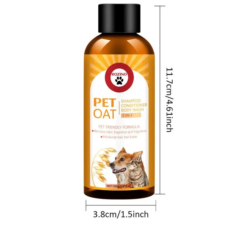 Champú para Gatos 100ml Gel de Ducha Acondicionador para Perros 3 en 1 Bacterias Ácaros Desodorante Fragancia Duradera Productos de Limpieza para Mascotas