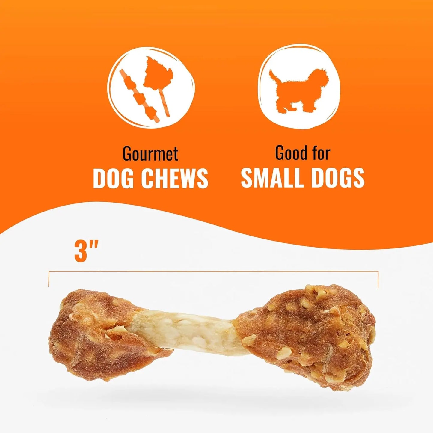 Chicken Flavor Dumbbell Dog Chews, Long-Lasting Rawhide Treats for Small Breeds