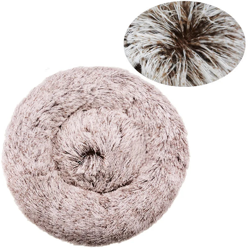 40-90cm 6 Sizes Round Pet Bed for Large Dog Bed Super Soft Cat Bed Plush Dog House for Medium Dog House Winter Warm Sleeping