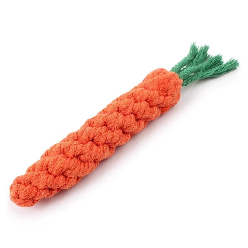 1 pieza de juguete anudado para mascotas para perros y gatos con forma de zanahoria, juguetes masticables para perros, juguetes de cuerda de algodón para perros de interior, juguetes para gatos, accesorios para perros