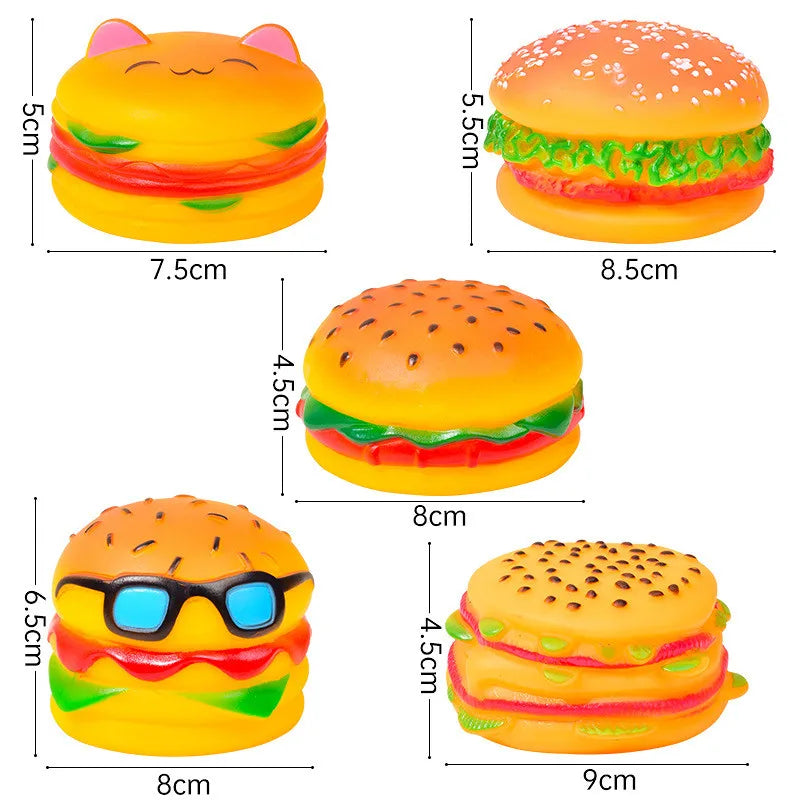 Pet Bite Toys PVC Hamburger Chew Interactive Squeaker Dog Toy Sound Teeth Cleaning Non-toxic Household Animals Dogs