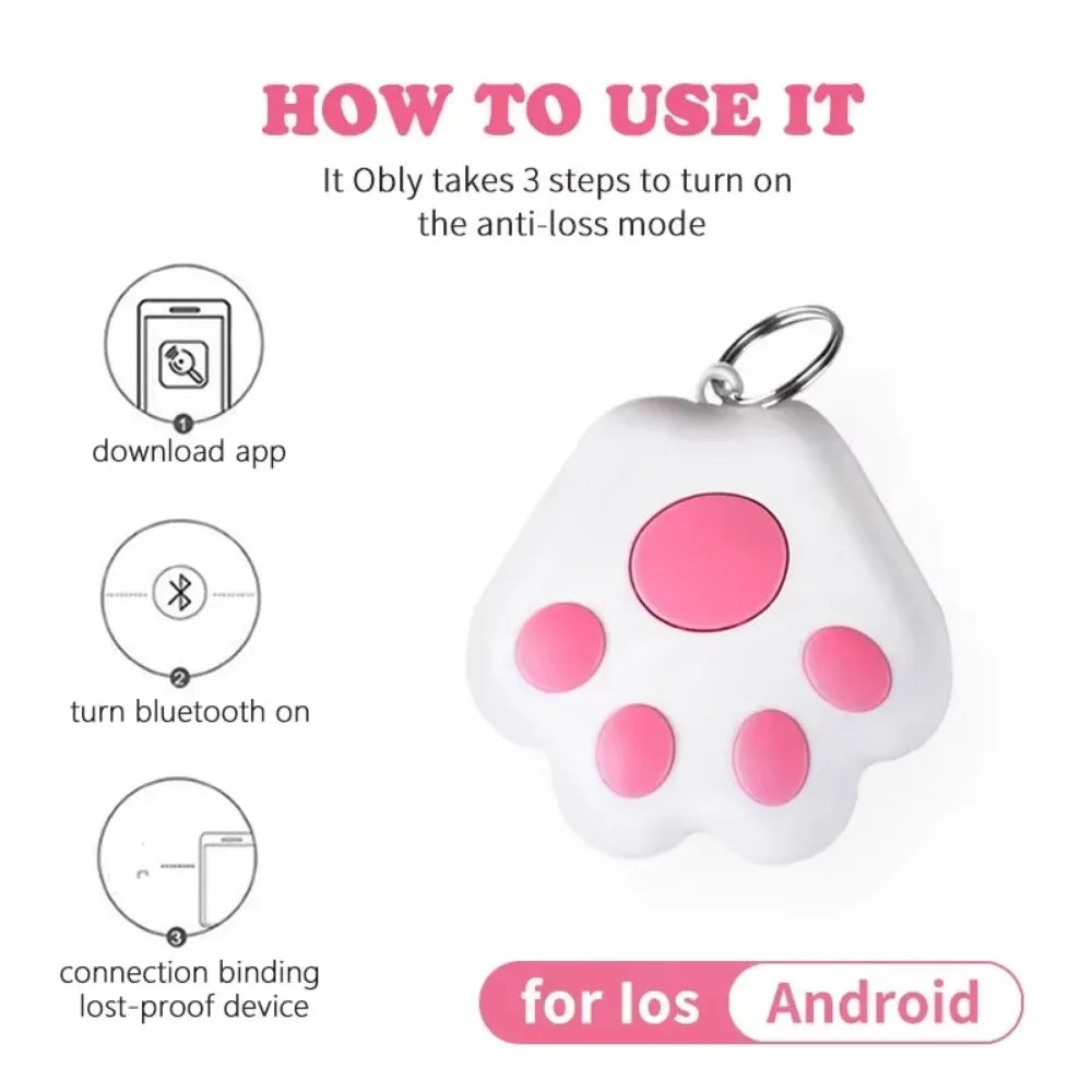 Mini traceur GPS en forme de patte pour chiens, chats, enfants et personnes âgées : dispositif anti-perte intelligent avec suivi et accessoires pour colliers. 
