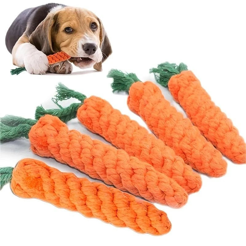 1pç Brinquedo de Nó para Pets Formato de Cenoura Brinquedos Mastigáveis para Cães Brinquedos de Corda de Algodão para Cães Internos Brinquedos para Gatos Acessórios para Cães