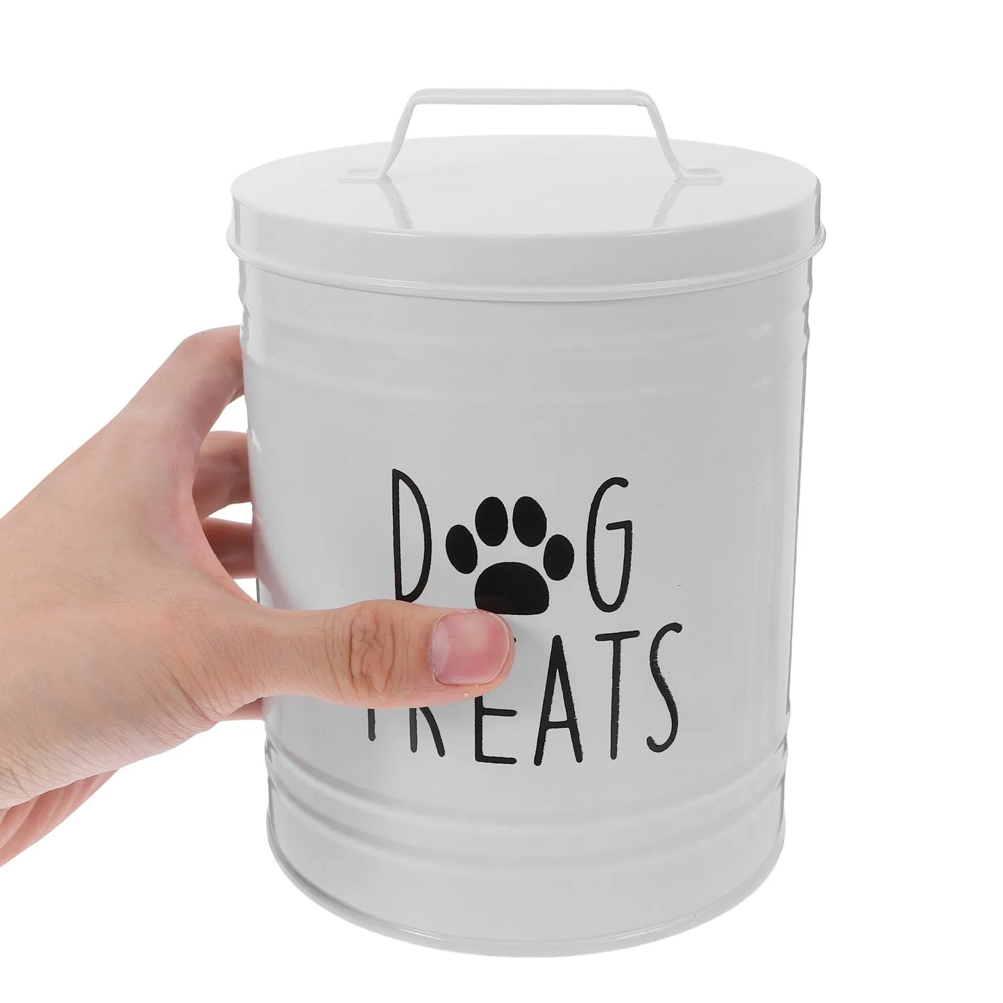 Cubo hermético de metal para pienso de perro, contenedor de comida para cachorros, bote para golosinas de perro para encimera de cocina, organizador de aperitivos