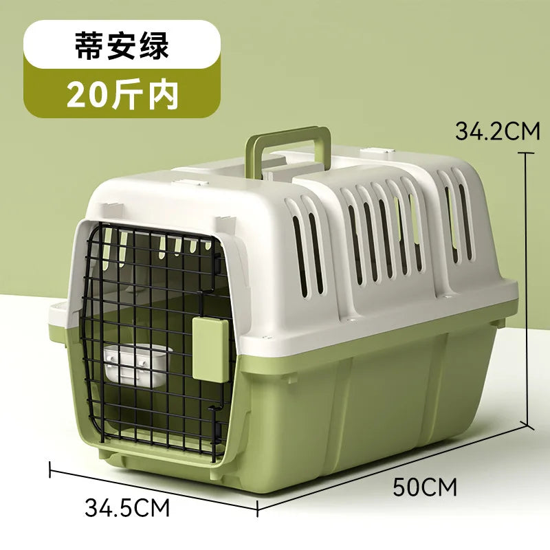Cage de transport pour chien et chat homologuée pour le transport aérien, portable, pliable, respirante et sécurisée, compatible avec les petits, moyens et grands animaux de compagnie. 