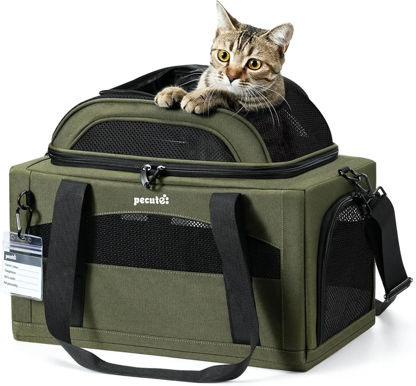 Transportín Expandible Aprobado por Aerolíneas para Perros Pequeños y Gatos, Transpirable de Lados Suaves con Cremalleras de Bloqueo, Almohadilla Antifugas para Orina