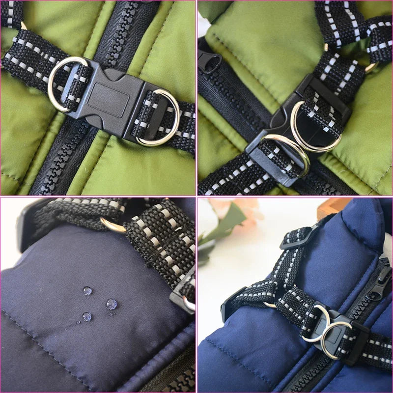 Casaco para Cães Grandes com Arnês, Roupas Quentes de Inverno para Cães Labrador, Casaco Impermeável para Cães Grandes, Roupa para Chihuahua e Bulldog Francês