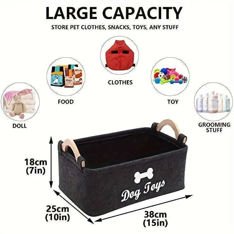 Caja organizadora de juguetes de fieltro para mascotas con asas, cesta de almacenamiento para organizar juguetes, correas, ropa, caja de almacenamiento para el hogar