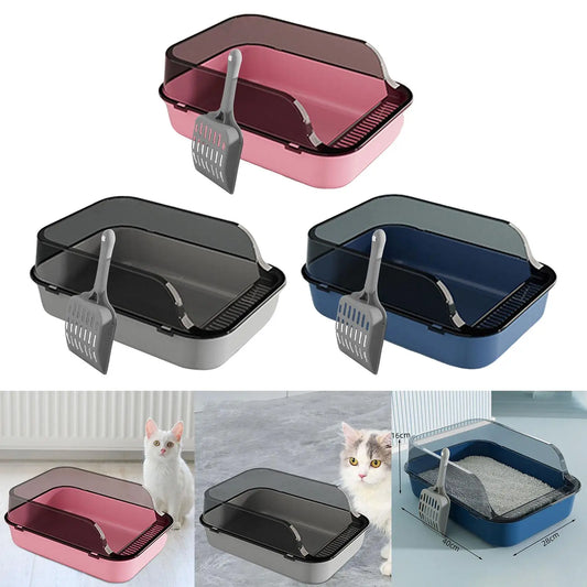 Open Top Cat Litter Box Durable Semi Closed Removable Pet Litter Tray Kitten Toilet Cat Sandbox for Small Medium Cats Small Pets