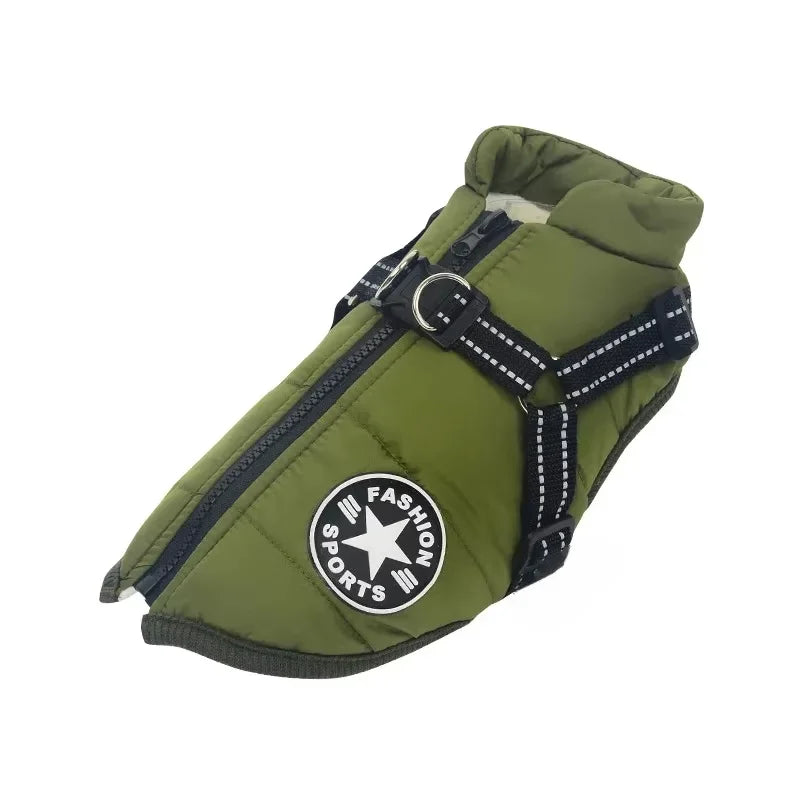 Casaco para Cães Grandes com Arnês, Roupas Quentes de Inverno para Cães Labrador, Casaco Impermeável para Cães Grandes, Roupa para Chihuahua e Bulldog Francês