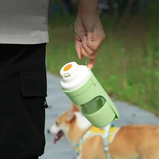Botella de agua portátil para perros y gatos con compartimento para comida y agua para cachorros, comederos para perros, viajes al aire libre, suministros para mascotas