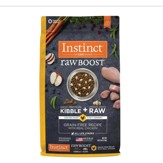 Croquettes naturelles Raw Boost pour chiens, avec morceaux lyophilisés, riches en protéines et sans céréales-Véritable poulet, sac de 4, 5 kg