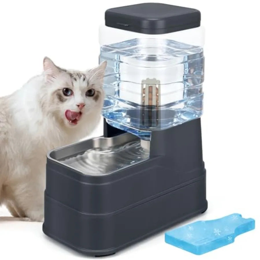 Distributeur d'eau automatique pour animaux de compagnie (1, 6 gallon) avec bol en acier inoxydable et gamelle à gravité en acier inoxydable de grande capacité pour chiots. 