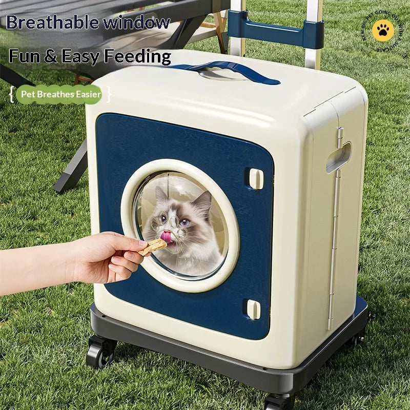 Poussette pour animaux pliable et respirante pour chats et chiens, sac de voyage à roulettes avec grande fenêtre en filet, portable, légère et antichoc