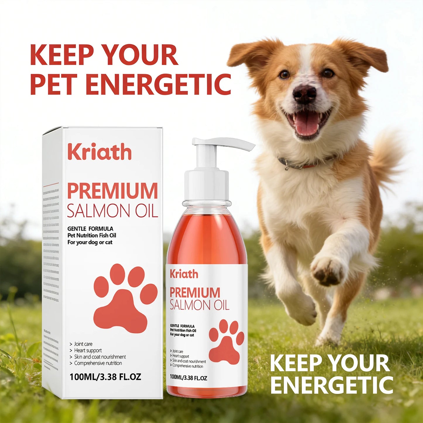 Cat Premium Salmon Oil Nourishing Skin Smooth Hair Protect Joint Support Heart Health Gentle Body Care Pet Nutrition Supplement