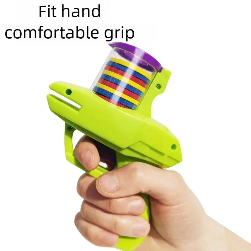 Kids Outdoor Foam Disc Gun Toy Double Launcher Interactive Parent-Child Flying Game Shooting Toy for Children