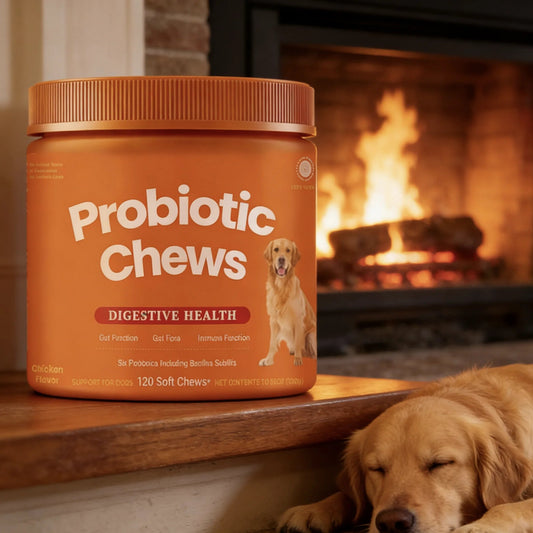 Dog Probiotic Chews  Digestive Health Support Chicken Flavor 120 Count Soft Chews Gut & Immune Support Supplement for Dogs Happy Tails Pet Shop Store