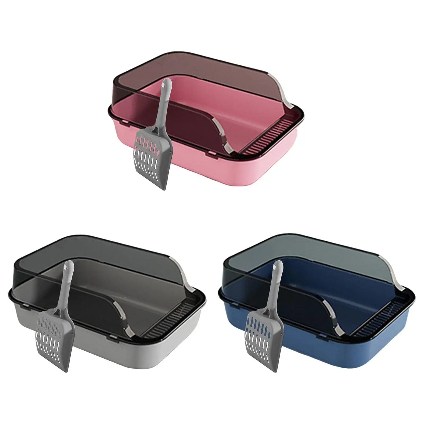 Open Top Cat Litter Box Durable Semi Closed Removable Pet Litter Tray Kitten Toilet Cat Sandbox for Small Medium Cats Small Pets