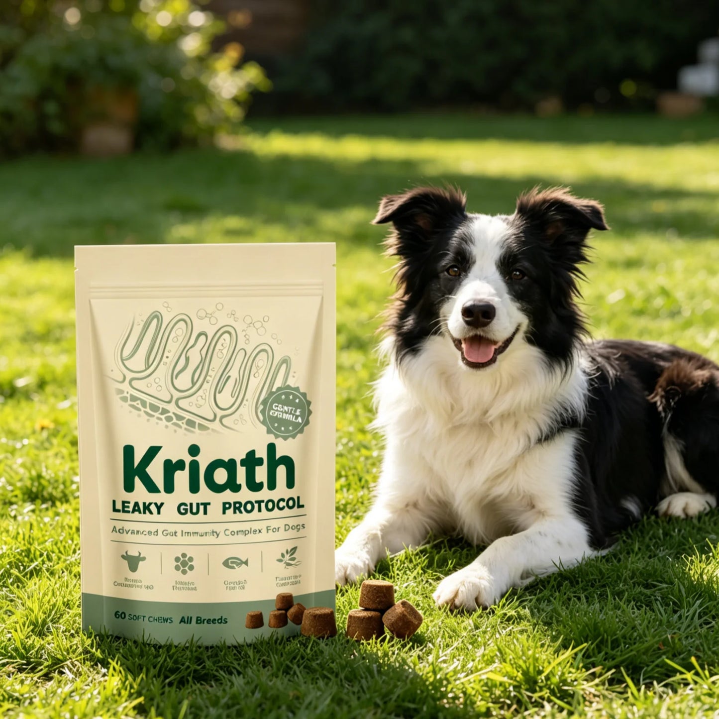 Kriath Daily Gut Care Supplement Relieve Gastrointestinal Discomfort Smooth Silky Hair Protecting Health Dog Probiotic Soft Chew
