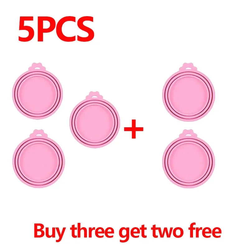 5pçs Tampa de Silicone para Conservar Frescor Tampa de Lata para Pet Alimentos para Gato e Cão Tampa de Silicone Três em Um Vedada Tampa de Silicone Voerbak Cão