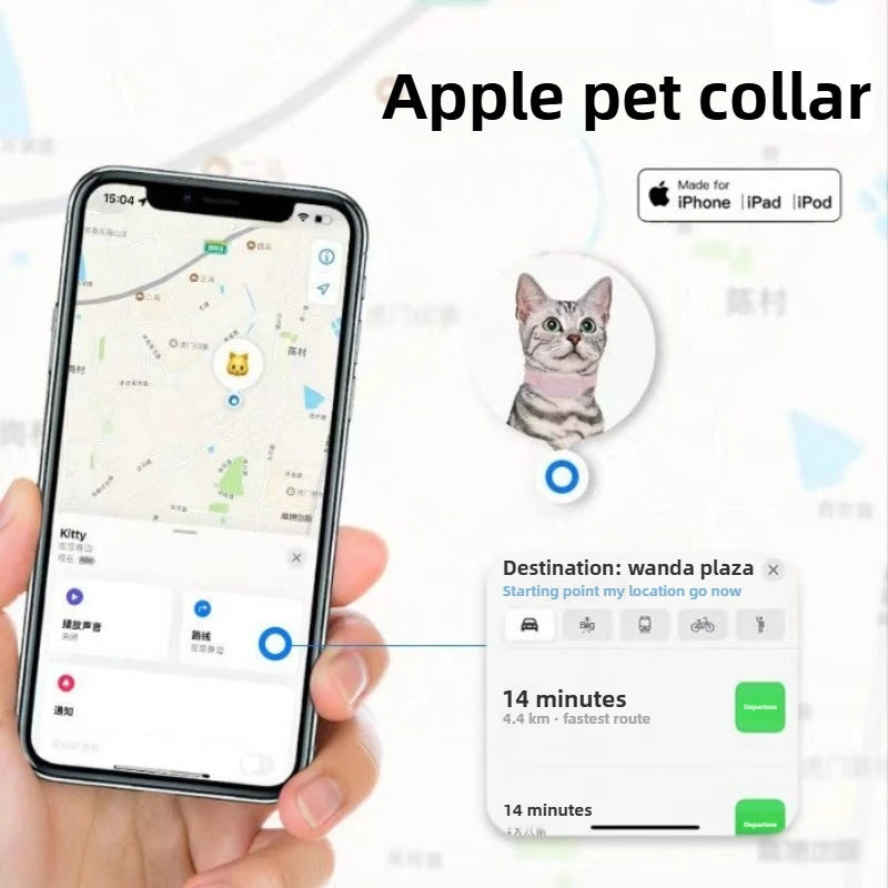 Traceur GPS Bluetooth pour animaux de compagnie, mini collier de suivi avec alerte de mouvement, traqueur anti-perte pour chats et chiots, localisation mondiale à distance