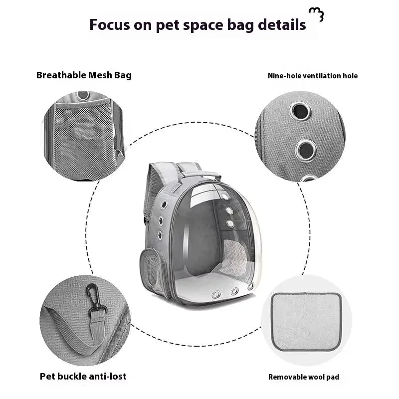 Sac à dos ventilé pour animaux de compagnie, homologué pour le transport aérien, idéal pour les petits et moyens chiens et chats, type capsule spatiale, randonnée