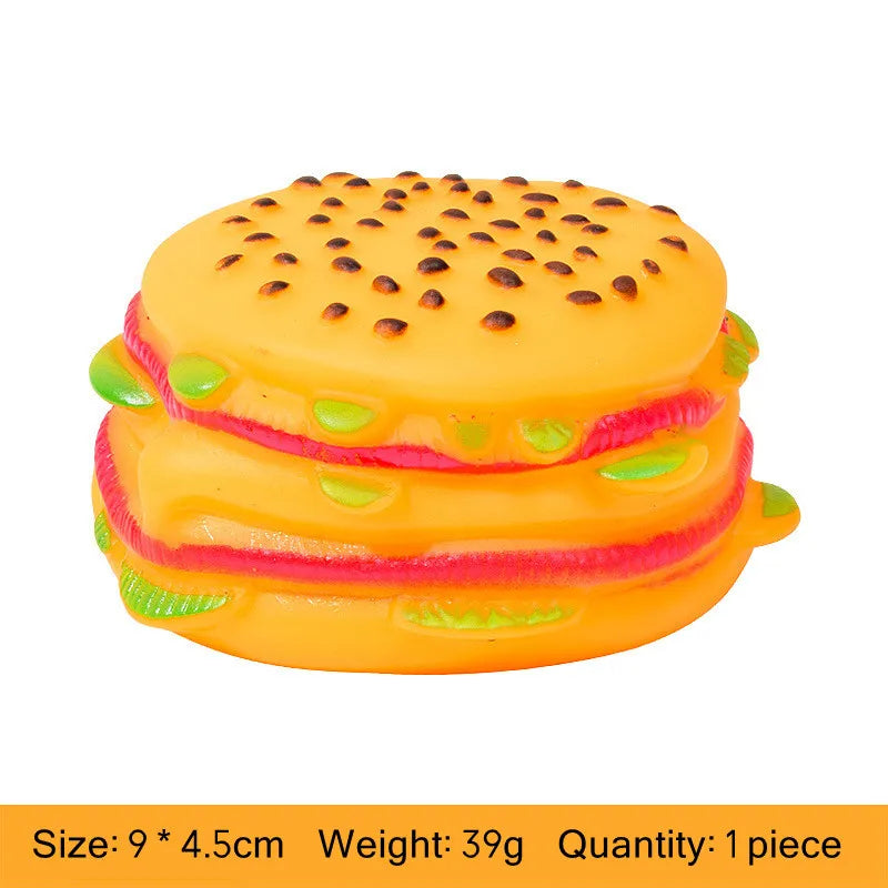 Pet Bite Toys PVC Hamburger Chew Interactive Squeaker Dog Toy Sound Teeth Cleaning Non-toxic Household Animals Dogs
