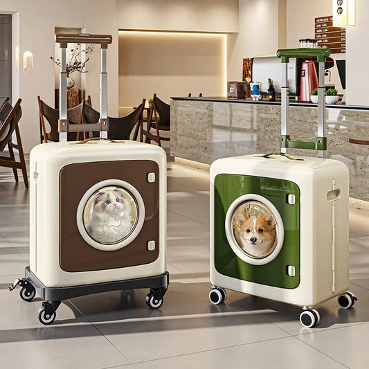 Cochecito para mascotas plegable transpirable para gatos y perros, transportín de viaje con ruedas, ventana de malla grande, portátil, ligero, a prueba de golpes