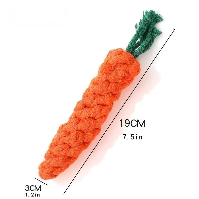 1pç Brinquedo de Nó para Pets Formato de Cenoura Brinquedos Mastigáveis para Cães Brinquedos de Corda de Algodão para Cães Internos Brinquedos para Gatos Acessórios para Cães