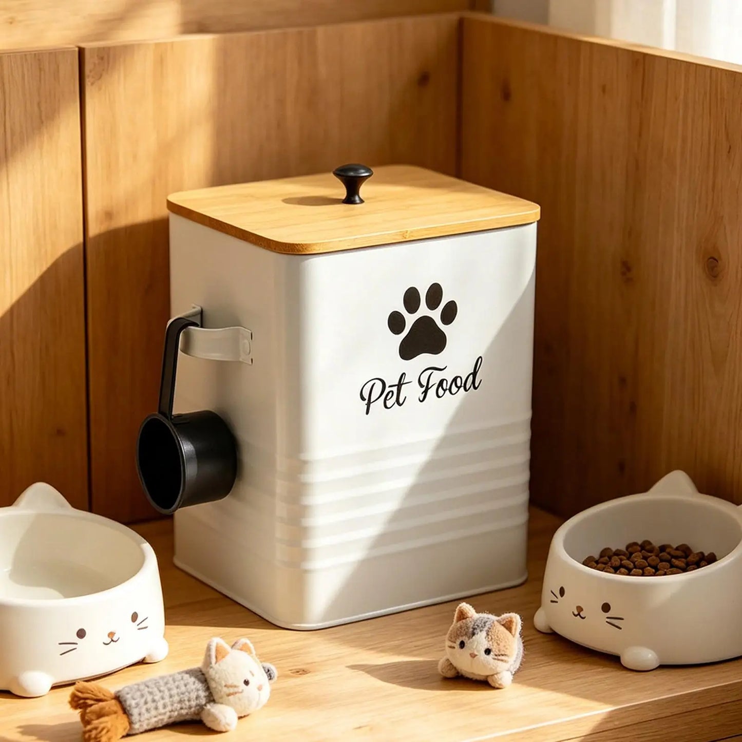 Contenedor hermético para alimentos para mascotas, a prueba de humedad, tarro para golosinas de perro, organizador de gran capacidad para alimentos de perros y gatos, área de alimentación