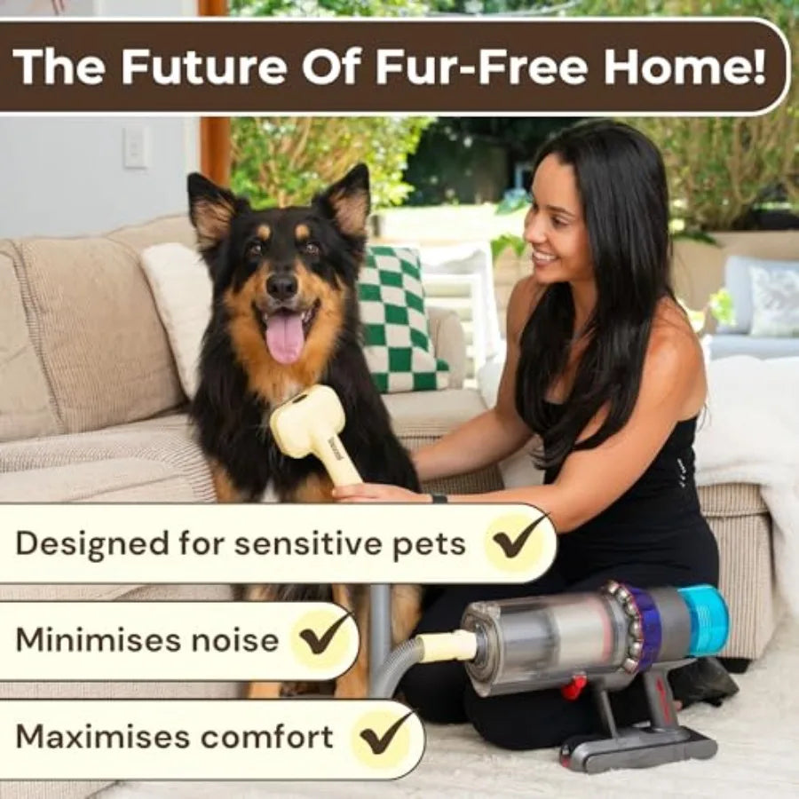 Kit de brosse pour aspirateur pour animaux–Outil de toilettage 3 en 1 pour chiens et chats, brosse autonettoyante pour démêlage et éliminateur de poils d'animaux, fixation universelle pour aspirateur