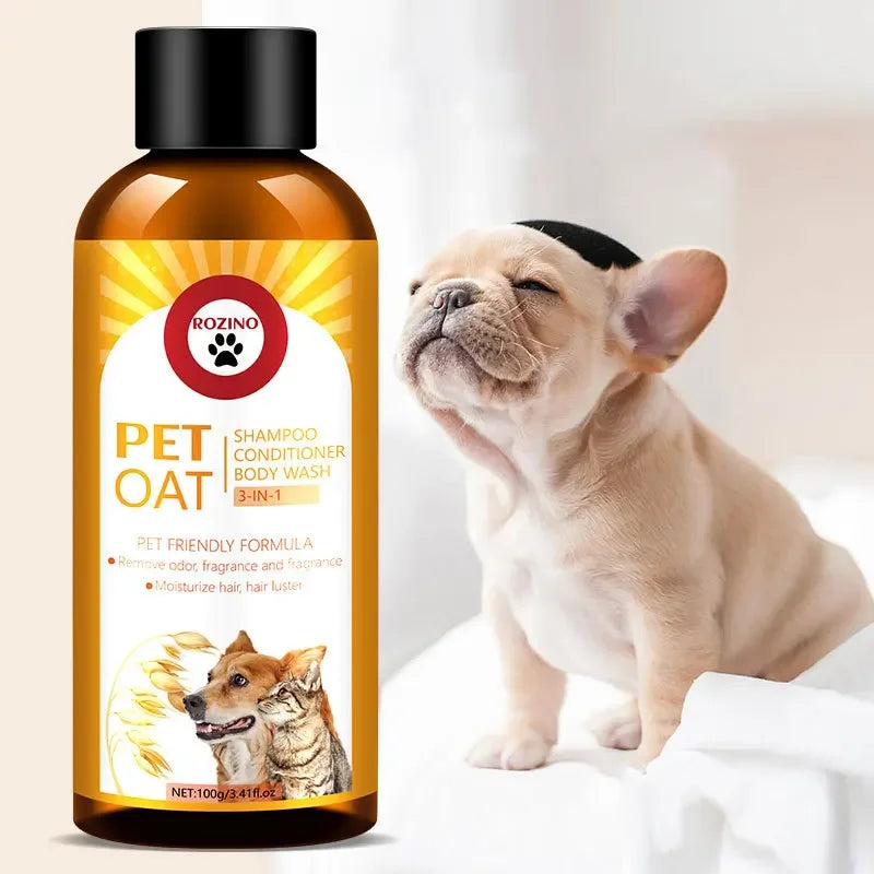 Champú para Gatos 100ml Gel de Ducha Acondicionador para Perros 3 en 1 Bacterias Ácaros Desodorante Fragancia Duradera Productos de Limpieza para Mascotas
