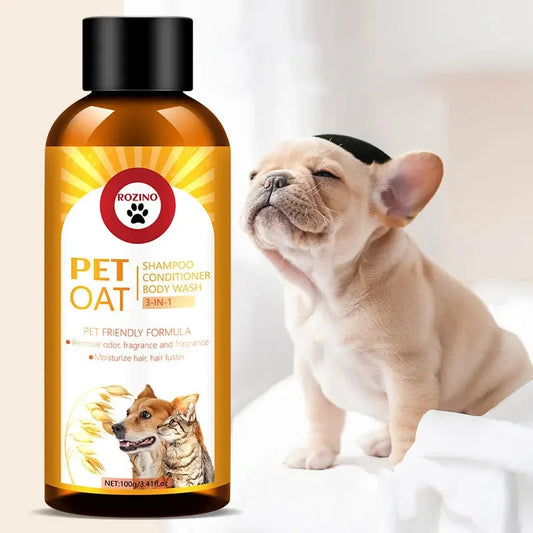 Champú para Gatos 100ml Gel de Ducha Acondicionador para Perros 3 en 1 Bacterias Ácaros Desodorante Fragancia Duradera Productos de Limpieza para Mascotas