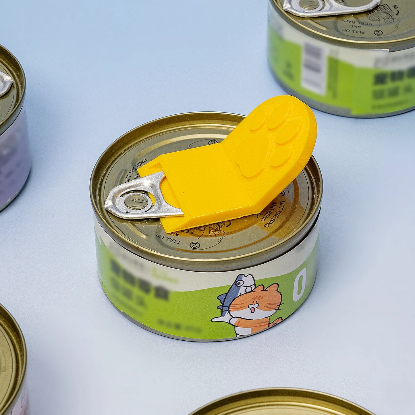 Abrelatas de comida para mascotas con forma de pata de gato, impresión 3D, multifuncional, portátil, seguro y fácil de agarrar