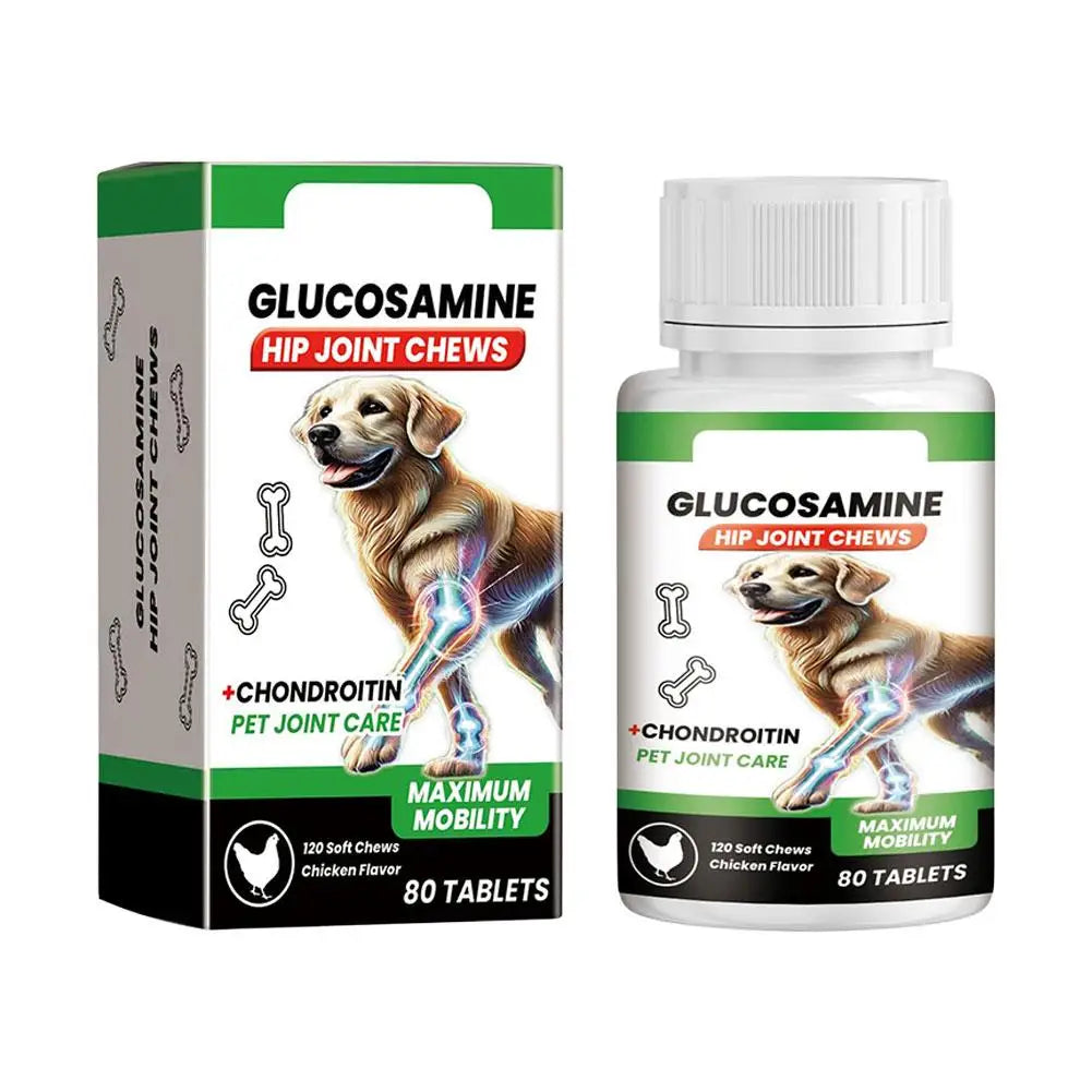 80 tabletas suplemento para el cuidado de las articulaciones de mascotas glucosamina condroitina masticables blandos para perros soporte de articulaciones de la cadera mejora de la movilidad salud