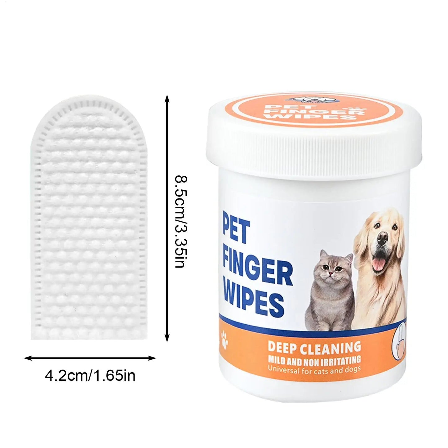 Pet Ear Finger Wipes for Dogs Cats Teeth Cleaning Finger Wipes Dog Toothbrush Natural Formula Safe Cleanser Grooming Supplies Happy Tails Pet Shop Store