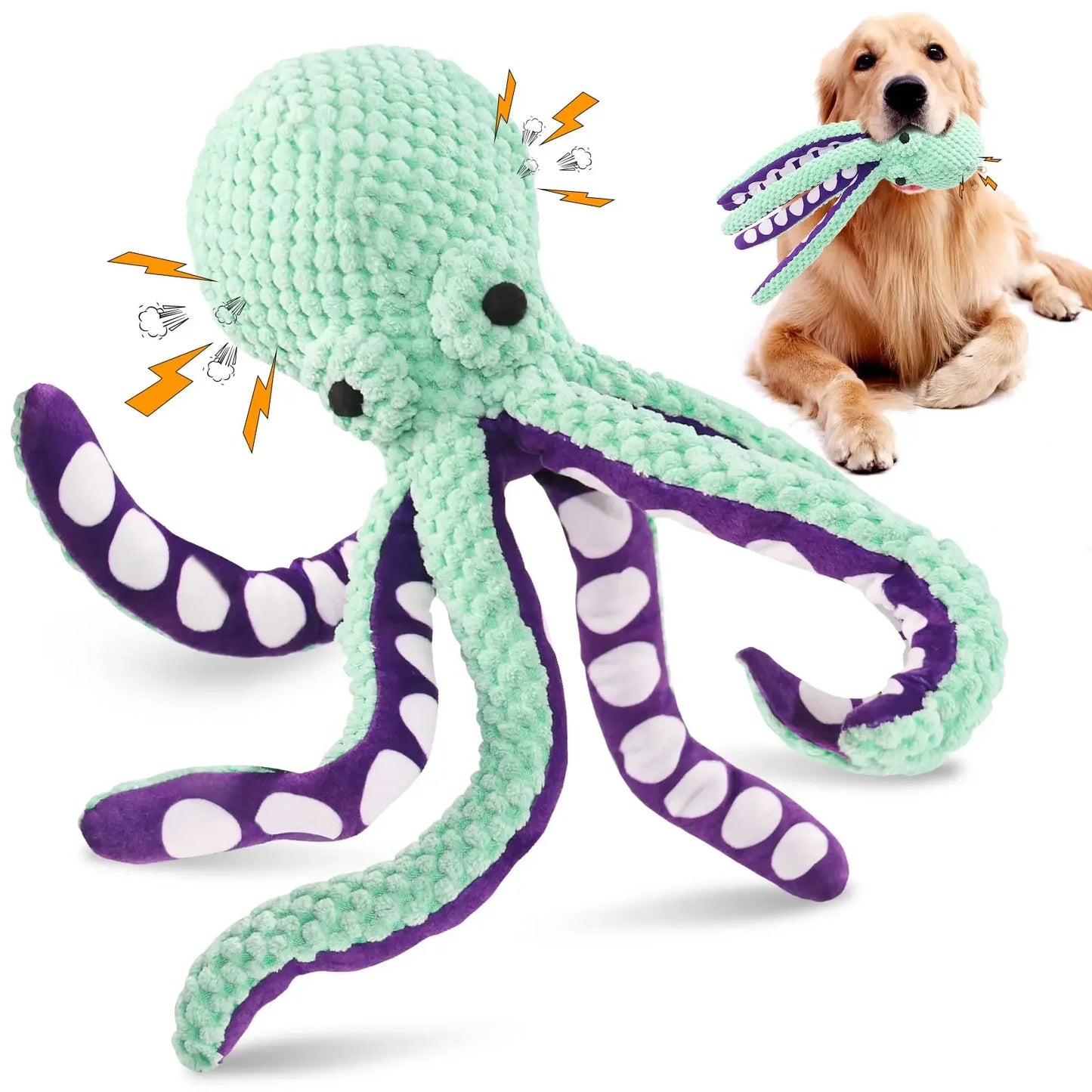 Peluche pour animaux de compagnie (chat/chien) , jouet puzzle interactif en forme de coquillage de pieuvre, résistant aux morsures, pour le nettoyage des dents du chien, accessoires pour animaux. 